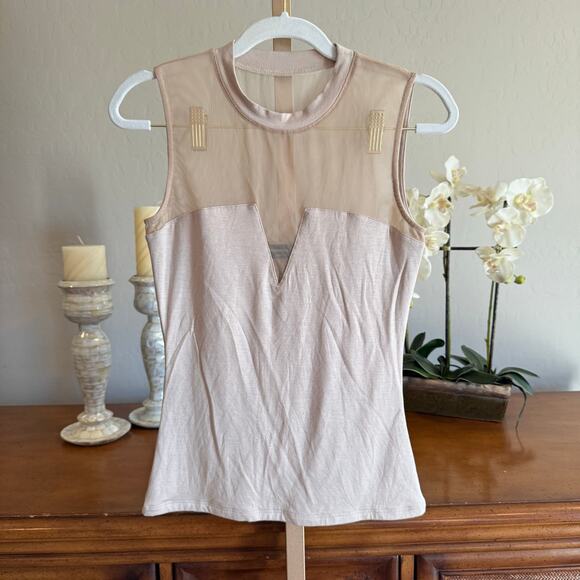 Generation Love Sheer Panel Sleeveless Top Sample Small Nude Blush Designer Tank - Picture 1 of 5